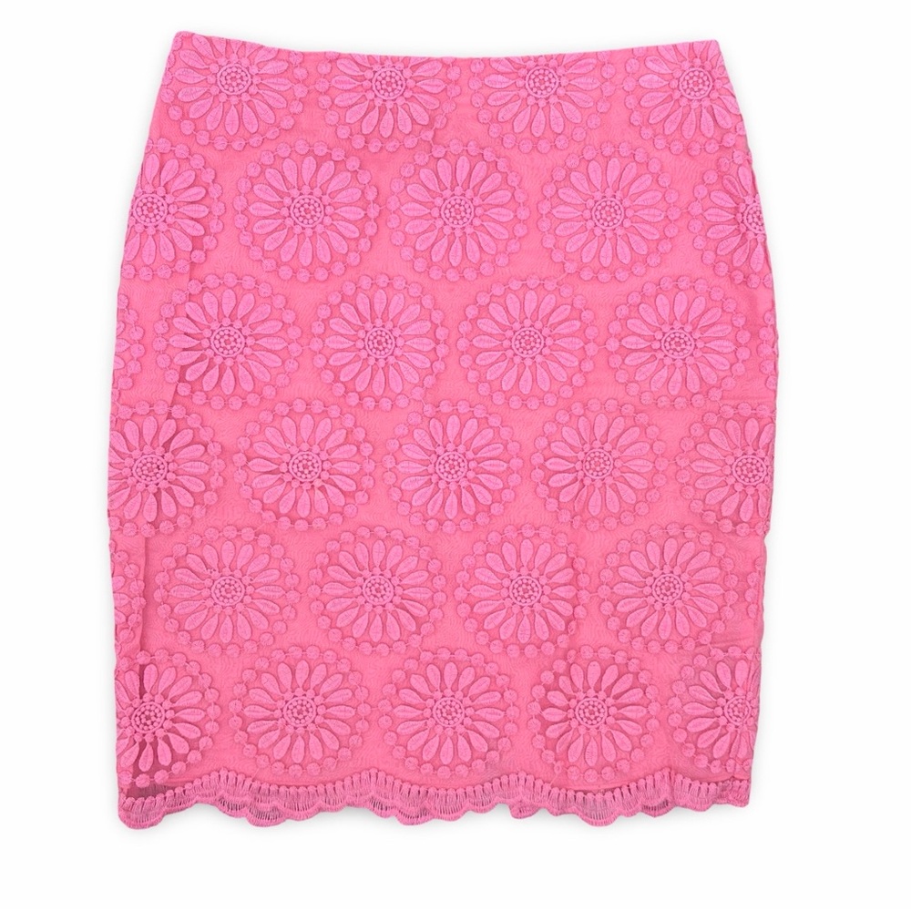 Boden Pink Lace Daisy Mini Pencil Skirt Size 6